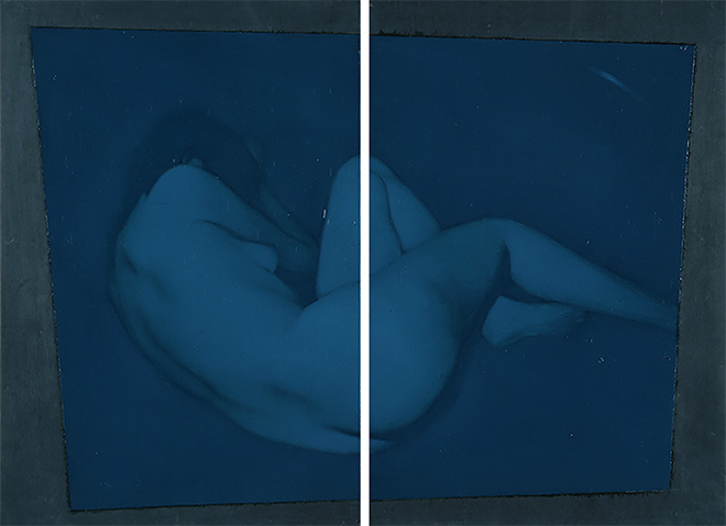 Simone Geraci - Das Fenster, olio su ardesia, 30 x 40 cm, 2019