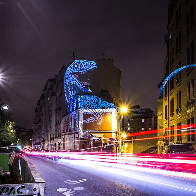 The Blue Raptor - Julien NONNON, Prehistoric Safari, Paris, ©Julien NONNON