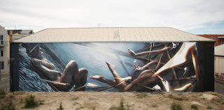 Vesod Brero - Dive, Wall in Port Adelaide for @wonderwallsportadelaide. Photo credit:@capitalwastepictures
Vesod Brero – “Dive”, Wonderwalls, Port Adelaide