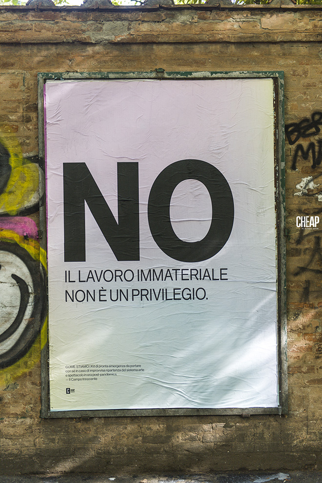 CHEAP + Il Campo Innocente - Preferirei di NO, Poster art, Via Irnerio, Bologna. photo credit: Michele Lapini.