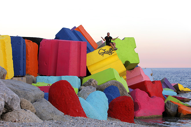 Massimo Sirelli - Catanzaro ColorFul, land art site specific, porto di Catanzaro Lido
