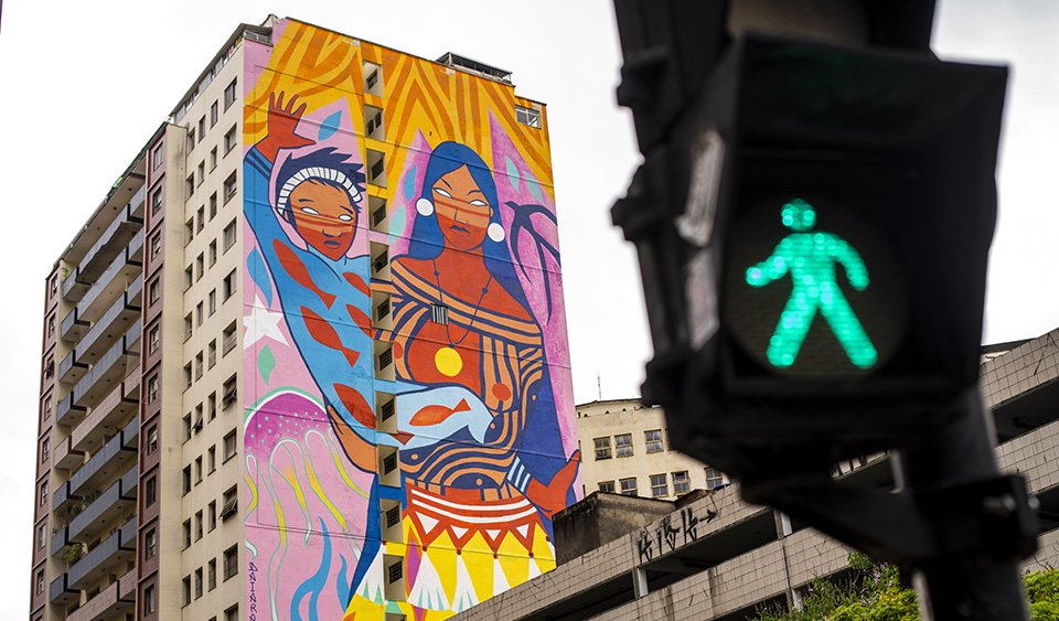 Daiara Tukano - Mural for CURA - Urban Art Circuit, Belo Horizonte (Brazil). photo credit: Bruno Figueiredo Daiara Tukano - Mural for CURA - Urban Art Circuit, Belo Horizonte (Brazil). photo credit: Bruno Figueiredo