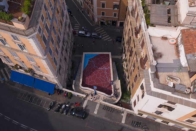 Andreco x Art Stop Monti - Dove Aniene e Tevere si incontrano, Confluenze, murale a Roma (terrazza stazione Cavour)