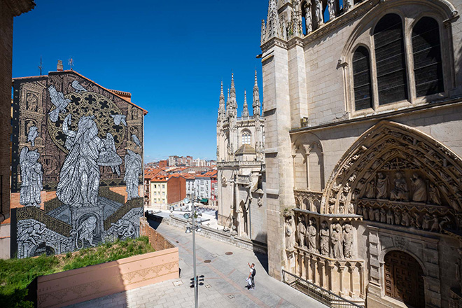 Monkeybird - Mymesis, beings and places. Murale alla Cattedrale di Burgos. photo credit: @cesitale