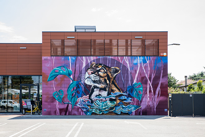 NINA VALKHOFF (Paesi Bassi)  - Rebirth of the Clouded Leopard, Padova – Alì Supermercati (Negozio via Chiesanuova) , Opera su muro . 