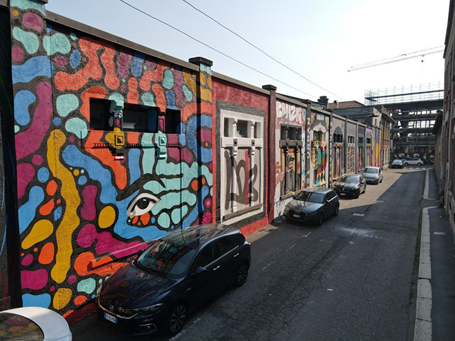 Murata Urban Art, via Simone Schiaffino, via drone - Poli Urban Colors 2021. photo credit: Luca Rancy