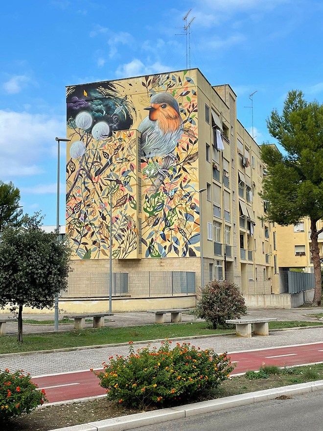 Collin Van Der Sluijs - RISE - In the meaning of stand tall, work together and unite. mural for  HollAndMe, Lecce, Puglia (Italy)