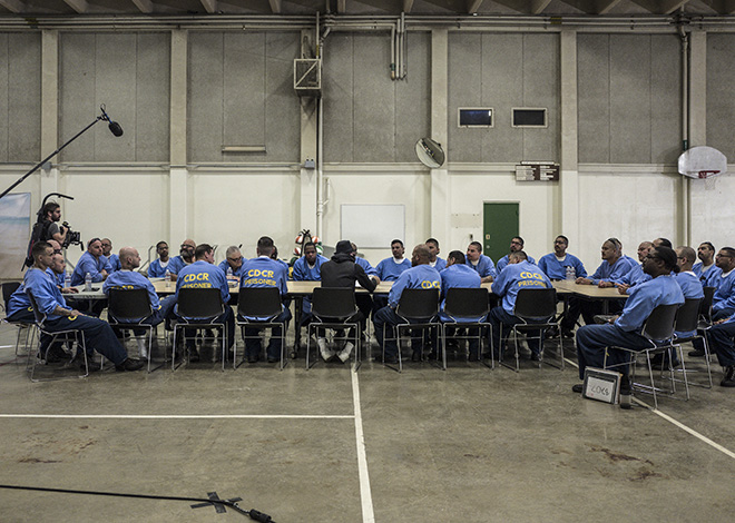 JR - Tehachapi Project, First meeting with the prisoners. photo credit: Camille Pajot, 2019