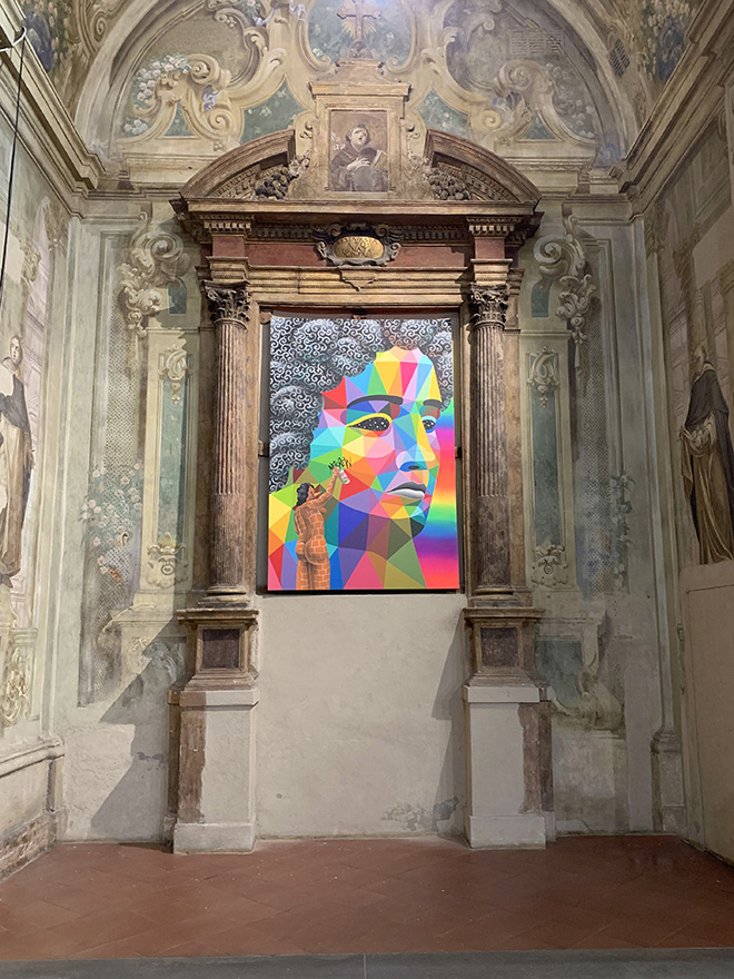 Okuda San Miguel - The Renaissance Metaverse, installation view, Ex Chiesa di San Mattia, Bologna
