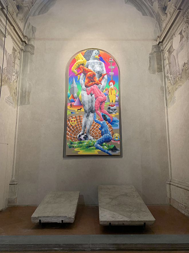 Okuda San Miguel - The Renaissance Metaverse, installation view, Ex Chiesa di San Mattia, Bologna
