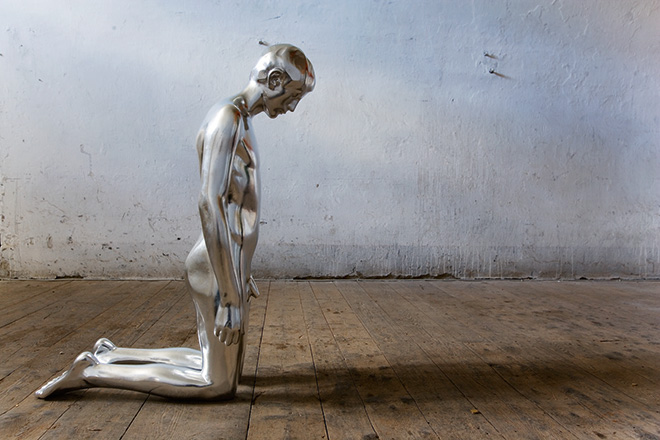 Aron Demetz - Purificazione; tiglio e alluminio, 130 cm., 2006