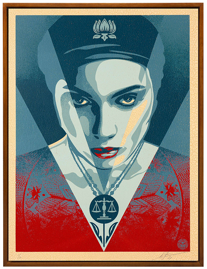 Shepard Fairey - Justice Woman, 2021, Ed. 1_6, Silkscreen on Wood Panel,18x24 in. (45,7 x 61 cm), credits Wunderkammern, Shepard Fairey