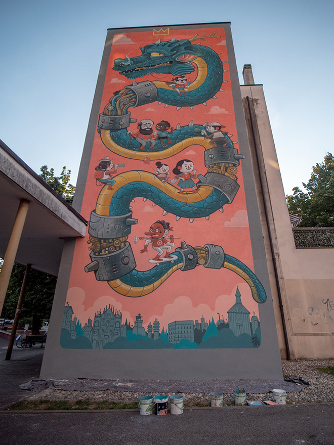 Mr. THOMS - Master the Force, murale palazzina Piazza Gasparri 9/B, Comasina, Milano