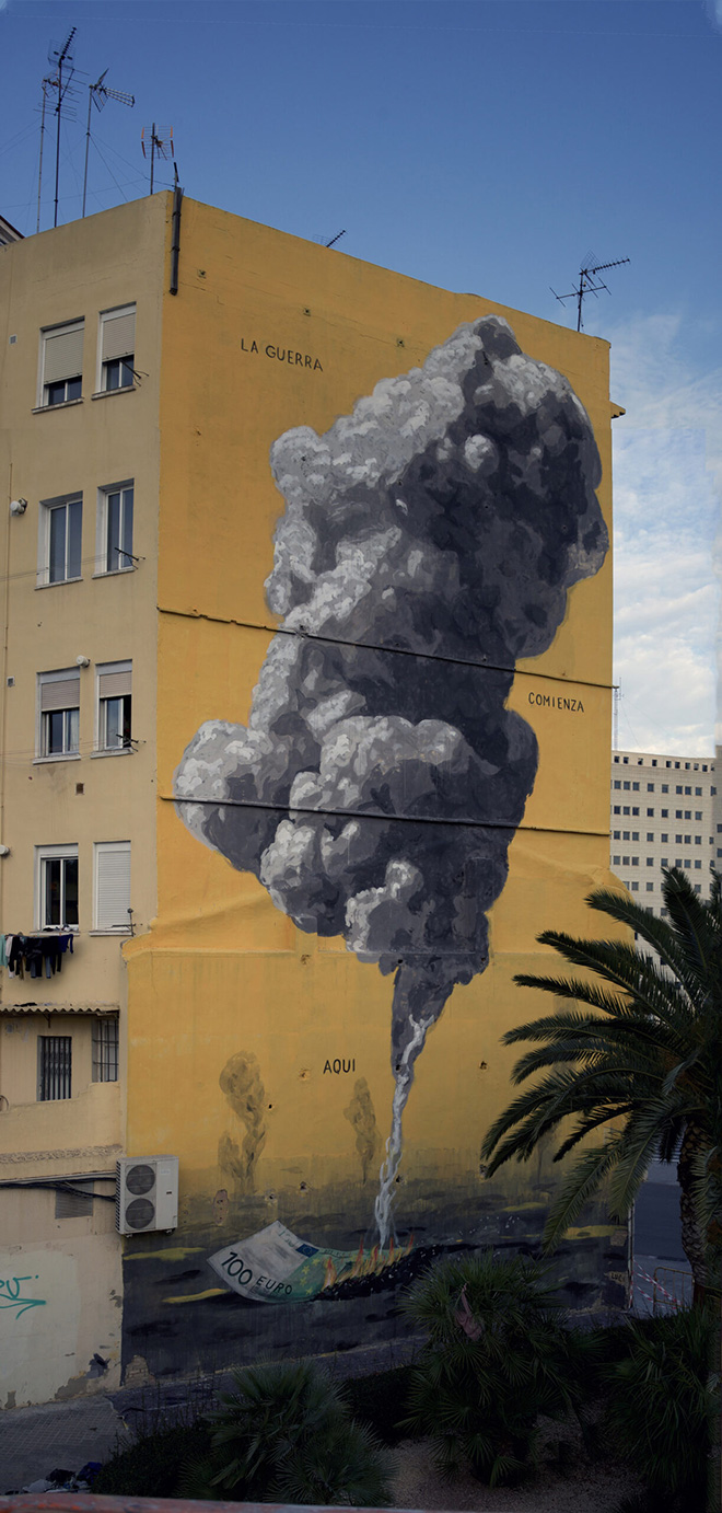 Escif - La Guerra Comienza Aqui, mural Valencia