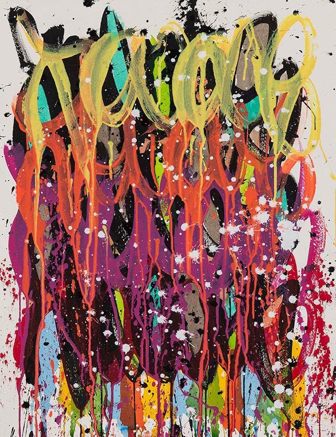 JonOne - Harmony Within (2022), Gouache and ink on paper, 65,5 x 51 cm. Credits: Charlène Yves et Gwen Le Bras