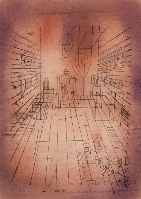 Paul Klee - L’altra stanza dei fantasmi (nuova versione), 1925. Disegno a ricalco a olio e acquerello su carta su cartone. Collezione privata © Nicolas Borel