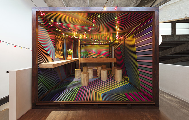 Tobias Rehberger - your inside in me, 2022. legno, acciaio inossidabile, materiali misti 254 x 314 x 504 cm. Courtesy: the artist and GALLERIA CONTINUA Photo by: Dong Lin.