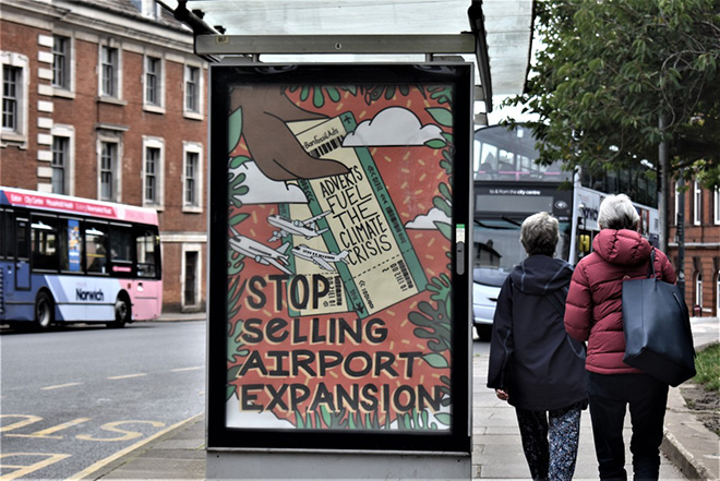 Soofiya - Stop selling airport expansion, subvert Norwich, 2022