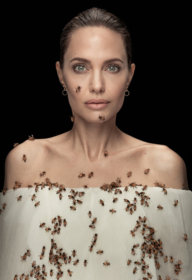 Dan Winters - Angelina Jolie and Bees, Los Angeles (USA), Fascinating Faces and Characters, Street Photography, Siena International Photo Awards 2022