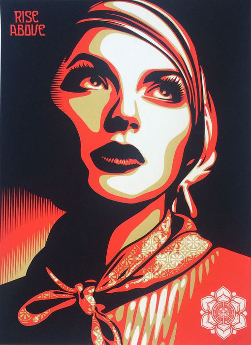 Shepard Fairey - Rise above rebel, 2011, serigrafia 46x61