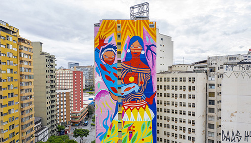 Daiara Tukano - Mural for CURA - Urban Art Circuit, Belo Horizonte (Brazil). photo credit: Bruno Figueiredo