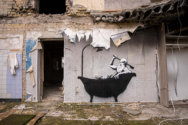 Banksy - Stencil art, Ukraine, 2022