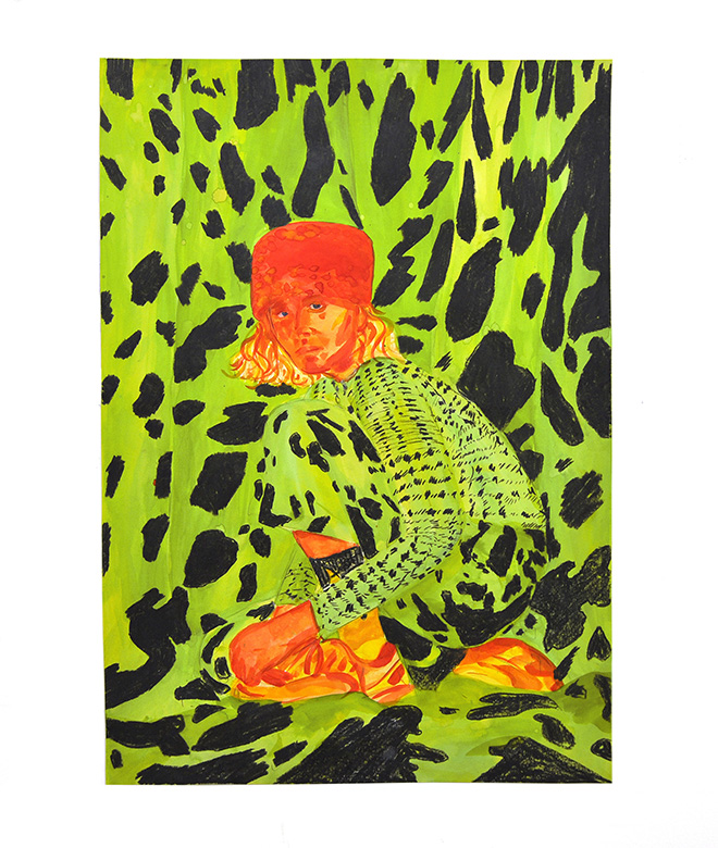 Hannah Tilson, Cowmouflage, watercolour ink on watercolour paper, 97 x 67 cm