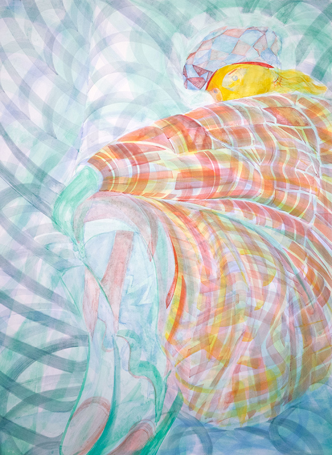 Hannah Tilson, Zippy, 2022 pigment in binder on watercolour paper, 75 x 106 cm