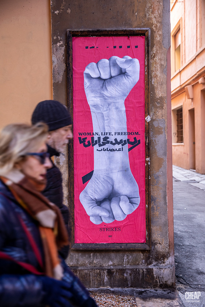 CHEAP + Untolds - (Donna, Vita, Libertà), Strada Maggiore, Bologna. Photo credit: Margherita Caprilli