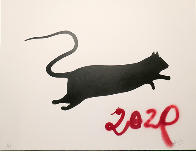 Blek le Rat - Rat on paper (2020). Spray paint on paper. Edition of 20-65-x-50-cm. Credits: Wunderkammern gallery