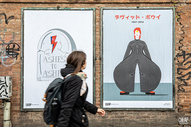 CHEAP - ICONS: David Bowie, Poster art, Bologna. Photo credit: Margherita Caprilli