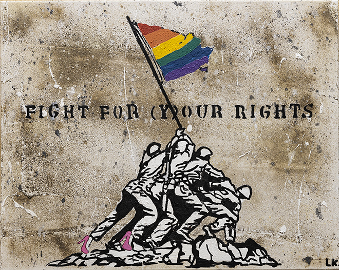 Laika - Fight for your rights - Lgbt, tecnica mista su tela, 50x40