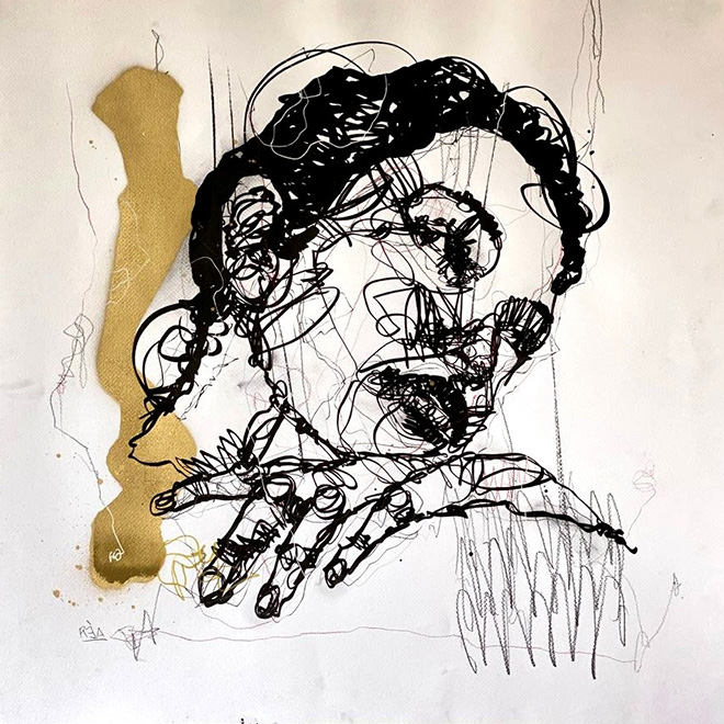 Marco Rèa - DisArmonia, tecnica mista su carta, 70x70