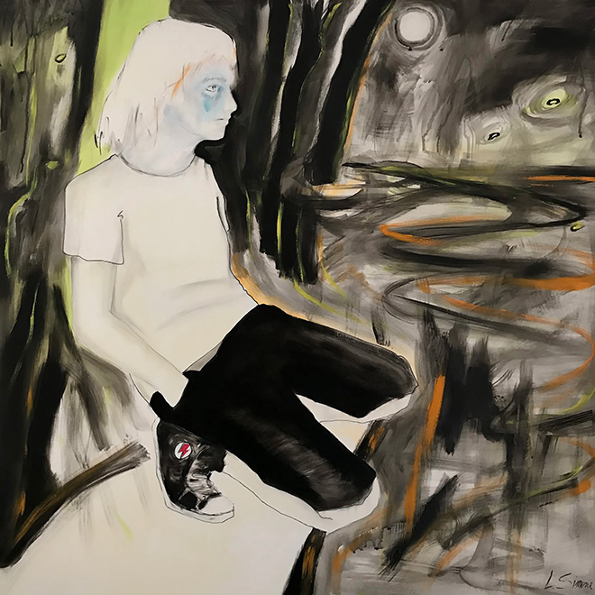 Lucia Simone - Nocturne, oil on canvas, 100 X 100 X 3 cm, 2021