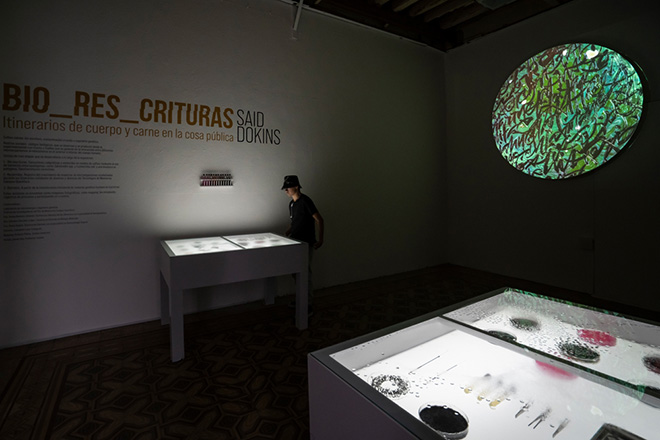 Said Dokins, Bio-Rescriptures Itineraries of body and flesh in the public sphere. Installation 2022-2023. Interactive Urban Museum. Puebla, Mexico. Photo by Leonardo Luna