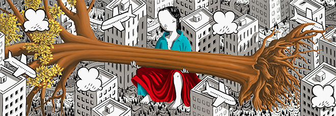 MILLO - I will never surrender, 2023, acrylic on canvas, 200x70 cm. Courtesy of: Dorothy Circus Gallery and the artist