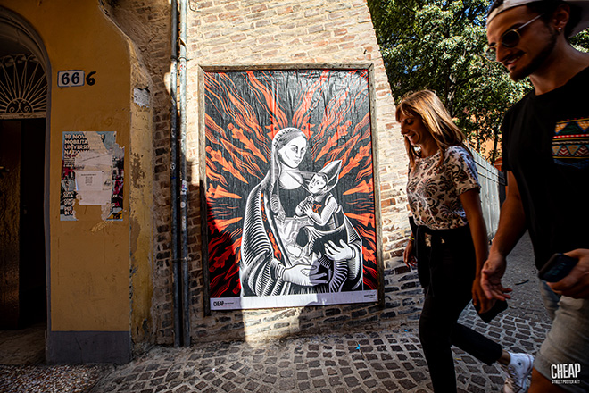AGITATEVI - Call for Artist Cheap 2023, Poster art, Piazza Puntoni, Via San Giacomo, Bologna. Photo credit: Margherita Caprilli