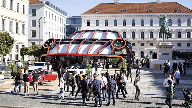 Oversized Porsche 911 - Installation at Open Space IAA, Wittelsbacherplatz, Munich