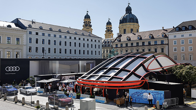 Oversized Porsche 911 - Installation at Open Space IAA, Wittelsbacherplatz, Munich