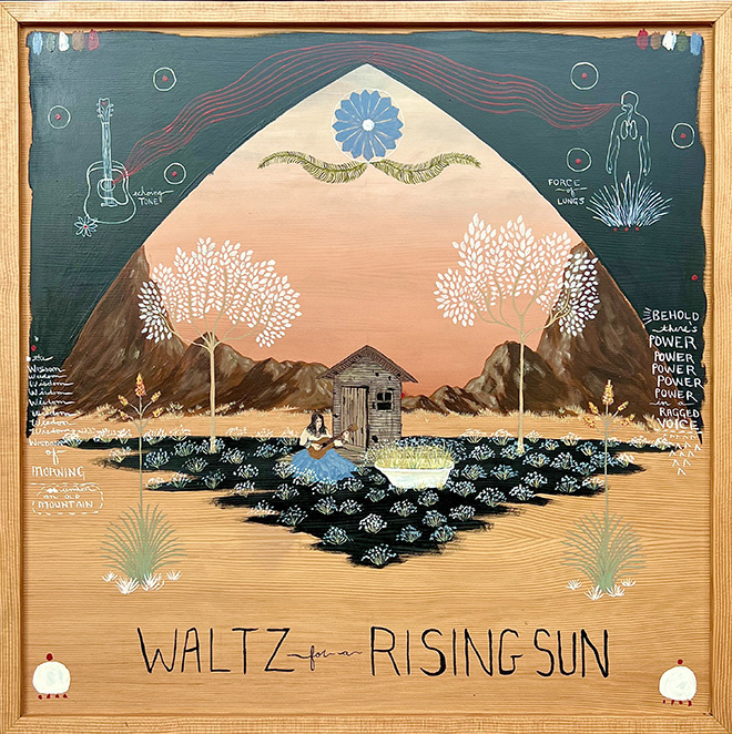 Adam Young, Waltz for a rising sun, 2023.  Acrylic on panel, 63,5x63,5 cm