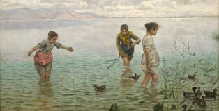 Angelo Tommasi - La caccia alle anatre, 1889, olio su tela, 177x251 cm. Udine, Galleria d'Arte Moderna