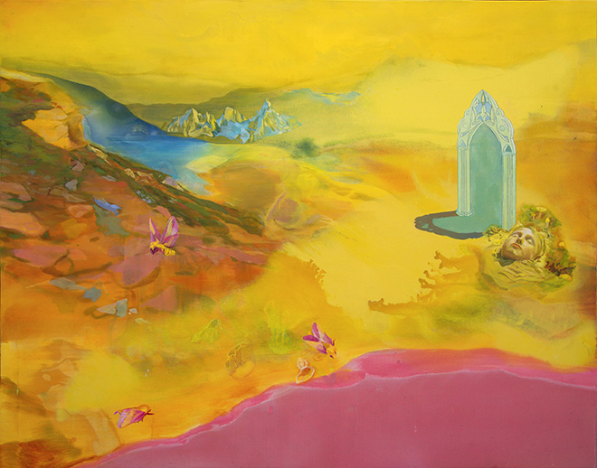 Anastasiya Parvanova, Sunlight Whispering Slumber, 2023, olio e acrilico s -tela, 150 x 190 cm.