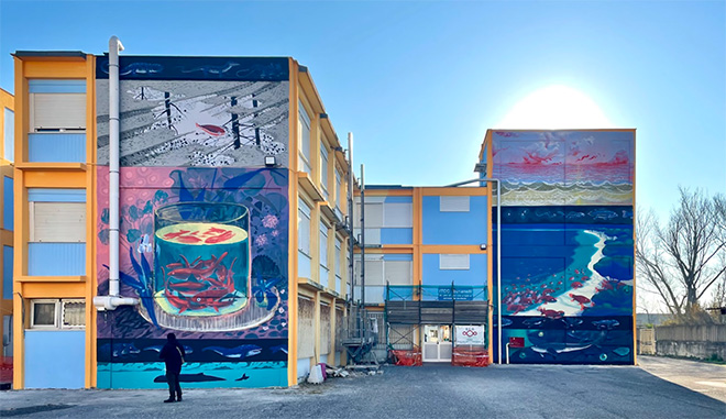 Hitnes, murale a Ostia, ITC Paolo Toscanelli. Photo credit: Mirko Pierri