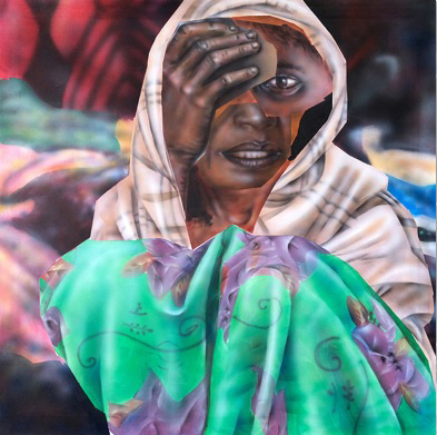 Nahom Teklehaimanot - The Downtroddens III, 2024, Acrylics on Canvas, 90 x 90-cm. Copyright: the Artist, Courtesy of AKKA Project