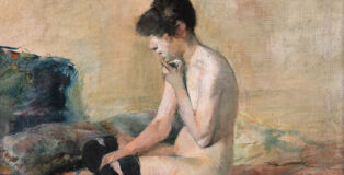 Henri de Toulouse-Lautrec, étude de nu, femme assise sur un divan, 1882, (dettaglio), olio su tela. Albi, Musée Toulouse-Lautrec ©Musée Toulouse-Lautrec, Albi, France / foto F. Pons.