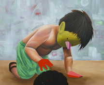 Carlos Donjuan, Mijo 2013, acrylic on canvas, 22x122-cm