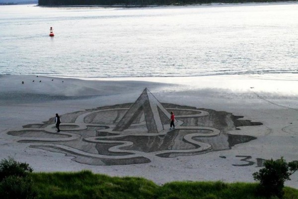 Disegnare sulla spiaggia in 3D