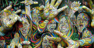 Marchal Mithouard, "Shaka" - 3D paintings - You, 2010 - 3.00m x 1.10m. Bas relief et huile sur toile. Private Collection.