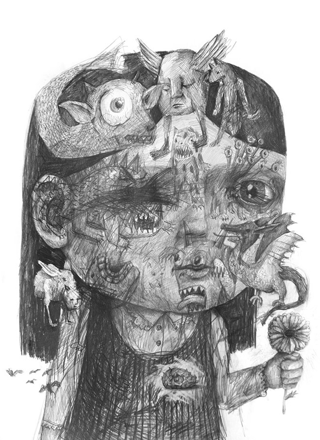 Monster Pencil on paper 50 x 70 cm