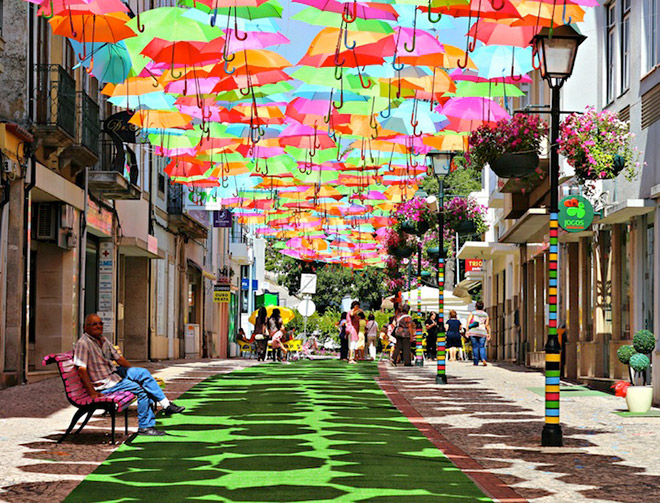 Agueda, Portugal umbrella art installation